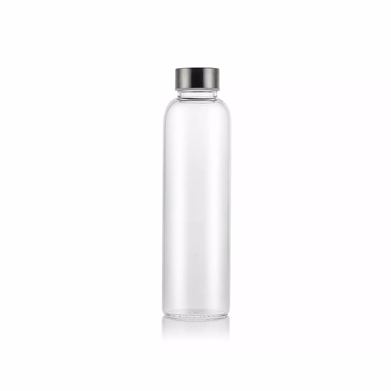 16oz Glass Water Bottle W/ Stainless Steel Caps