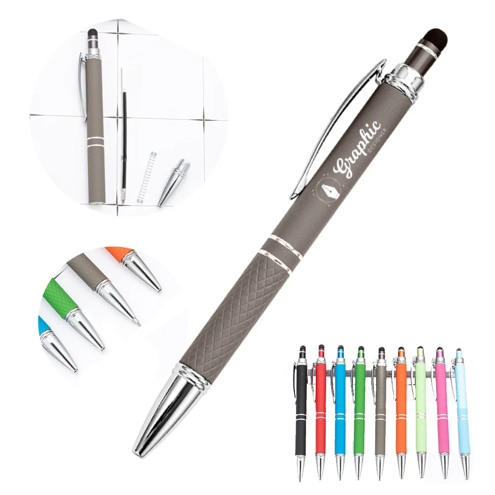 Retractable Metal Ballpoint Pen with Touch Screen Stylus 1