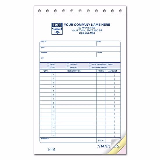 Sales Slips, Classic Design, Large