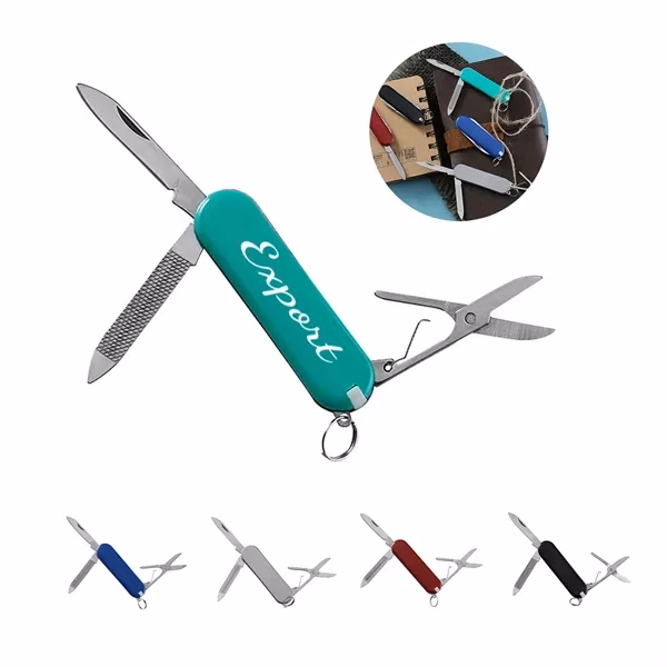Custom Stainless Steel 3 in 1 Pocket Knife Tool — Compact Outdoor Multi-Tool