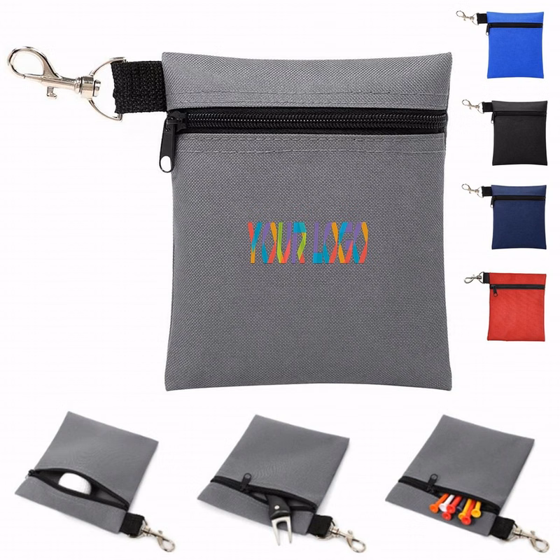 Zipper Golf Accessory Bag with Clip