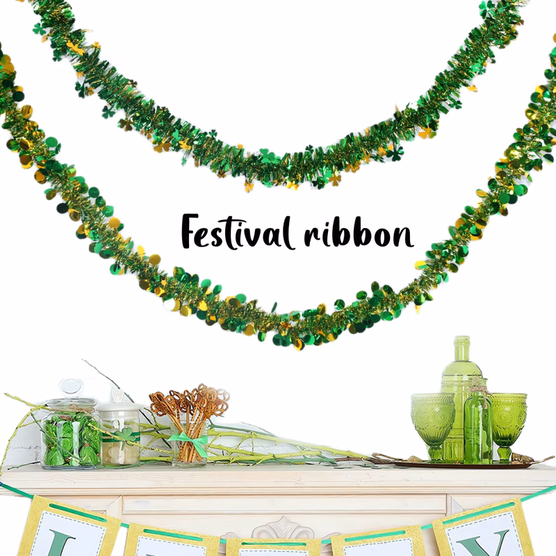 PET Green Shamrock Ribbon - Adjustable - Festivals