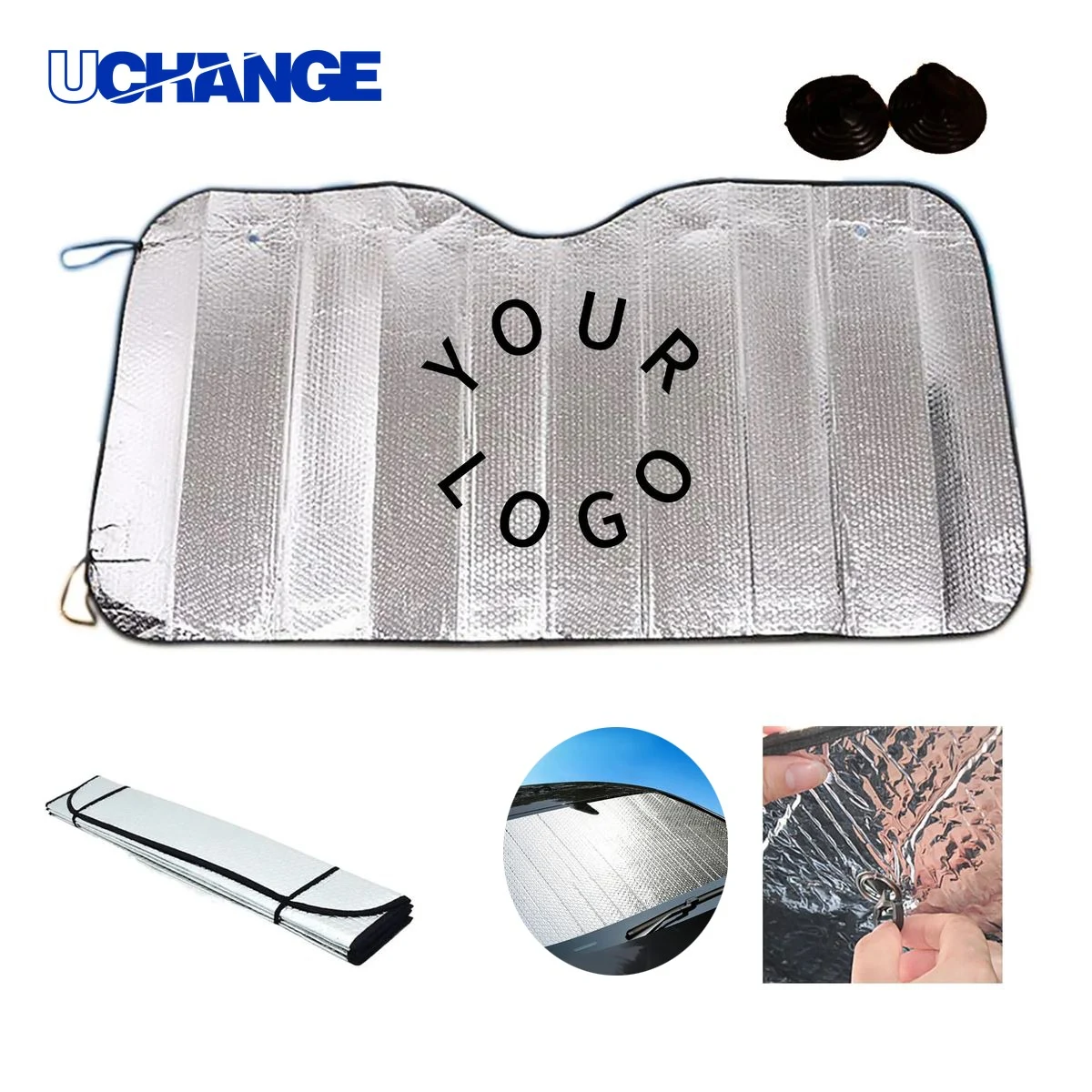 Polyester Car Sunshade with Easy Suction Mount for Vehicle Use 1
