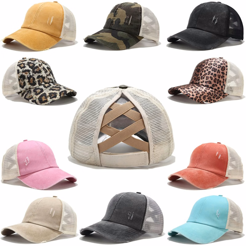 Washed Cotton Ponytail Baseball Cap