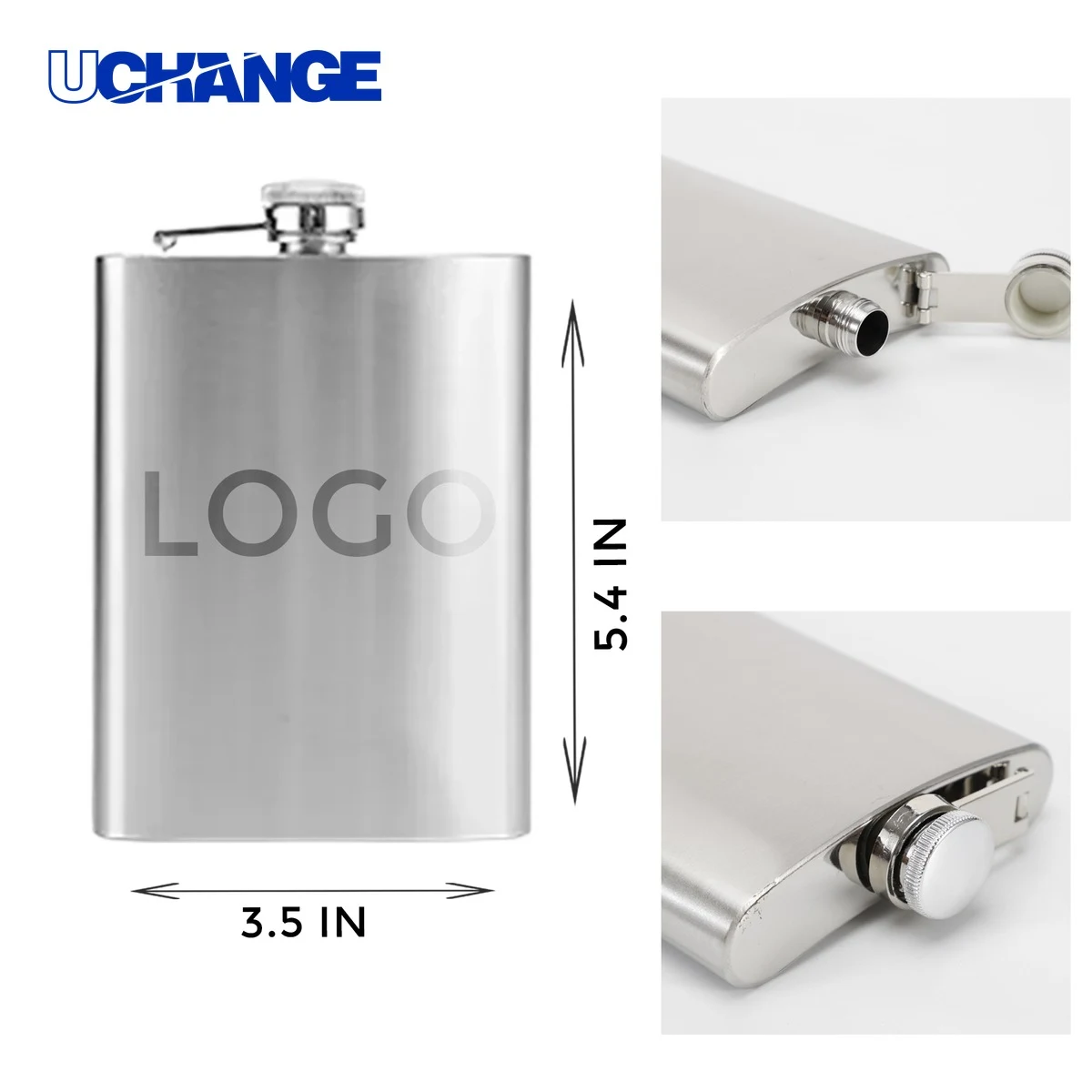 Durable Stainless Steel Hip Flask Container (8OZ), custom water bottle with logo imprint 1