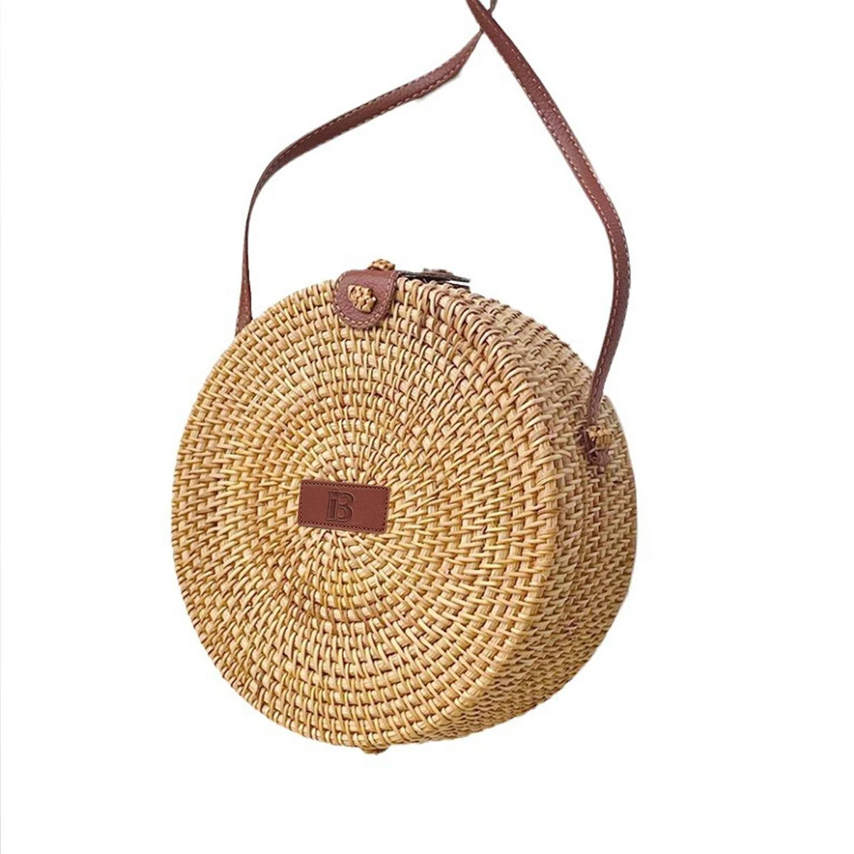 Handmade Round Rattan Crossbody Bag 1