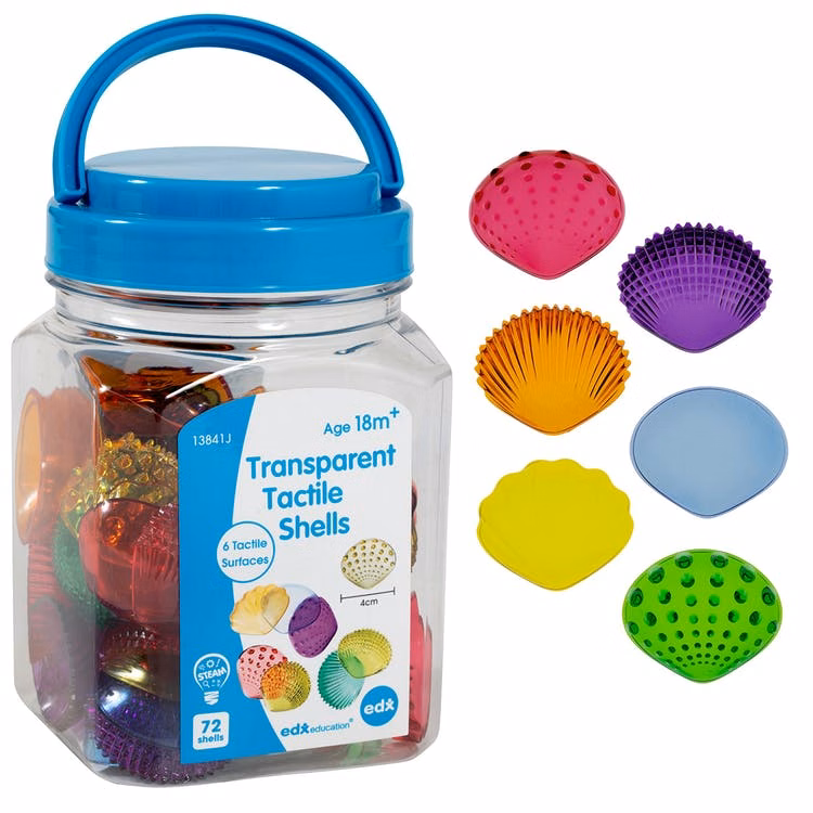 Transparent Tactile Shells - Assorted Colors 72 Pieces