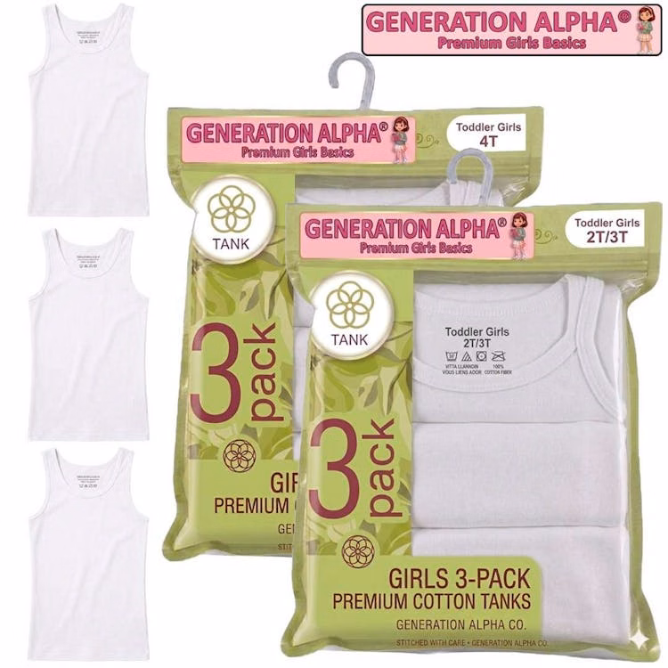 Toddler Girls' Tank Tops - Size 2T-4T 3 Pack