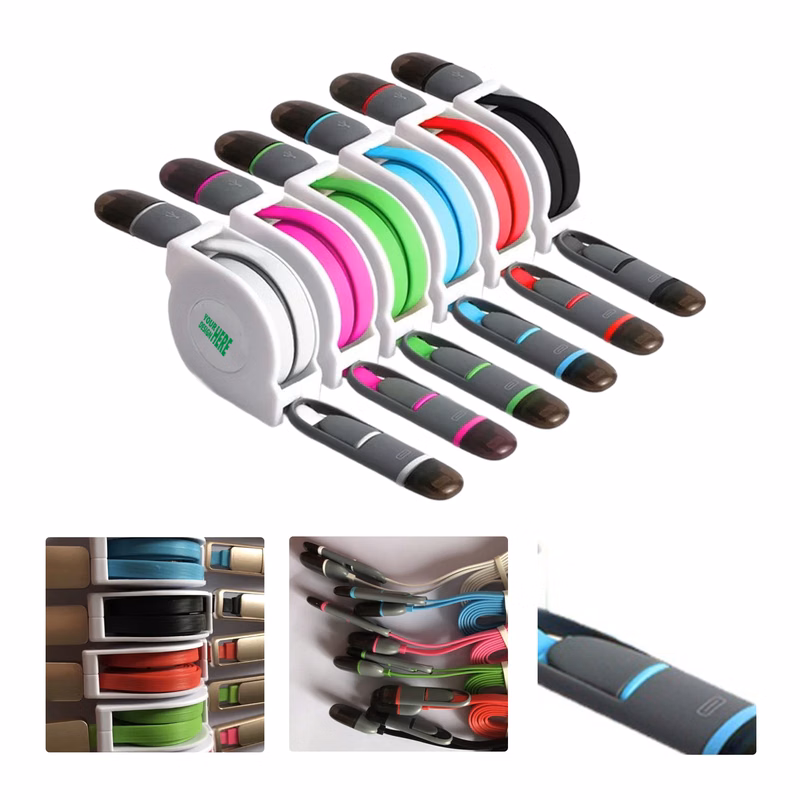 MOQ 50 USB Data Cable 2-in-1 Retractable Android phone Charger