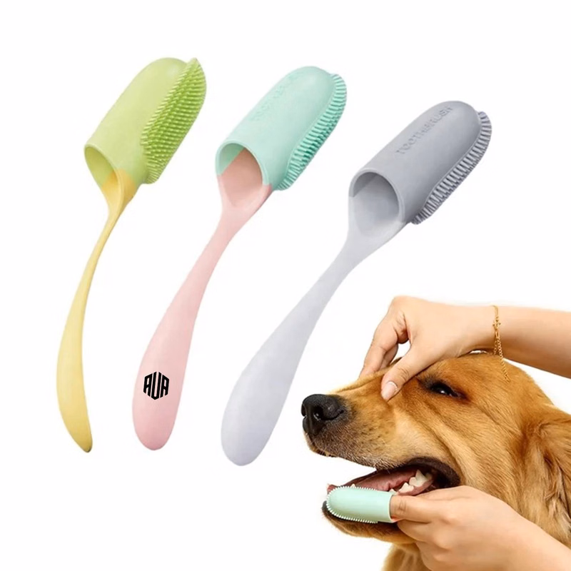 Soft gel pet tooth cleaning brush with handle
