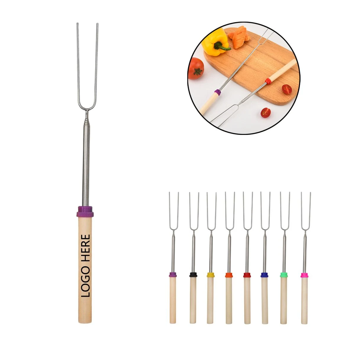 Outdoor Barbecue Stainless Steel Telescopic Roasting Fork 1