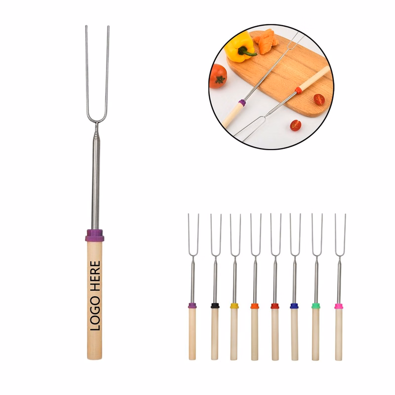 Outdoor Barbecue Stainless Steel Telescopic Roasting Fork