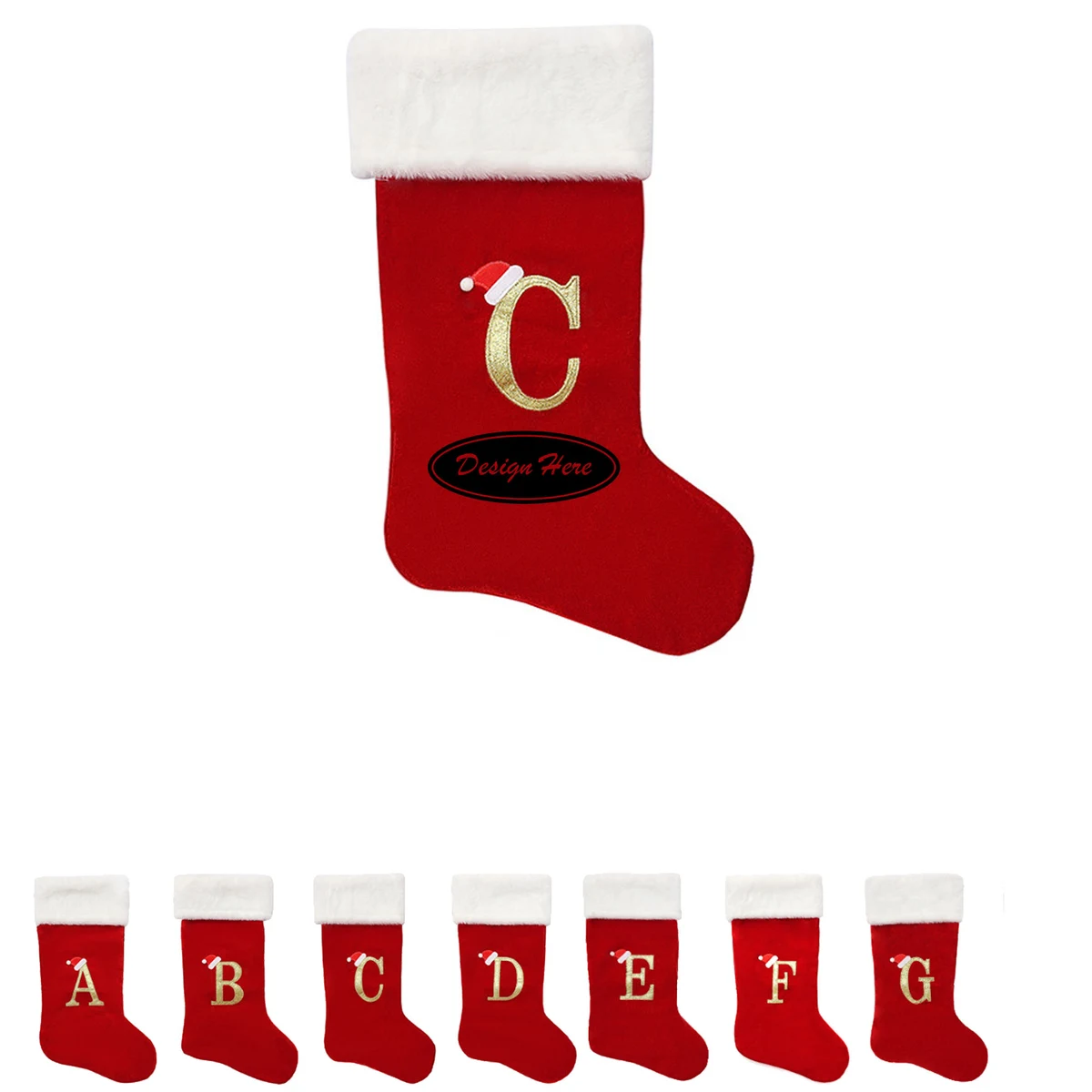 Luxurious Soft Red Monogram Christmas Stockings 1