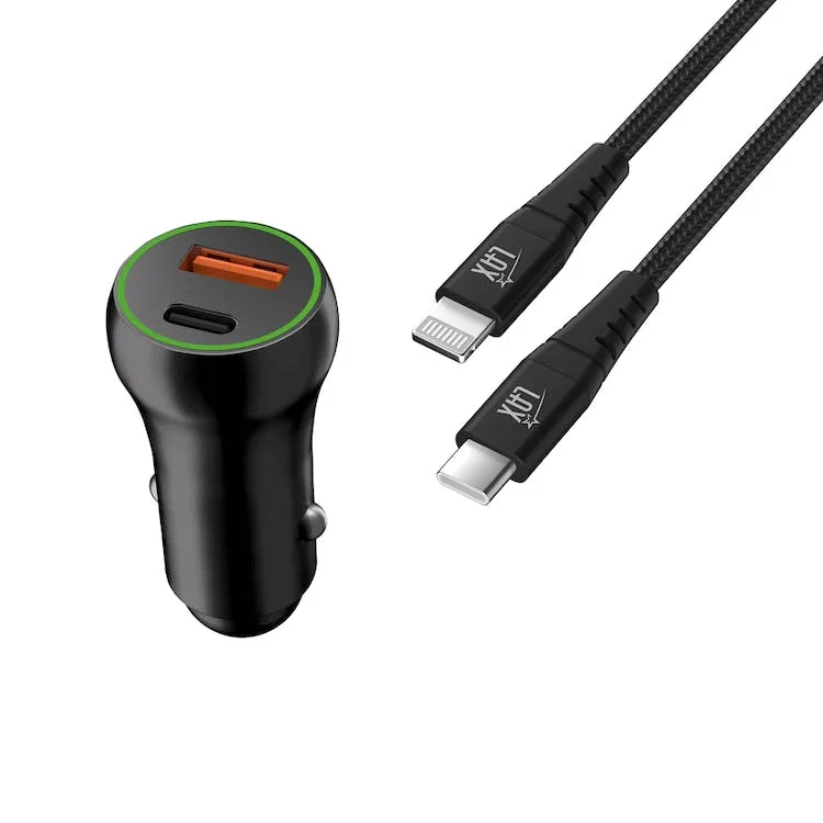 Car Charger USBPD 20W 1 USB-C & 1 USB-A - 6' USB-C to Lightning Cable 1