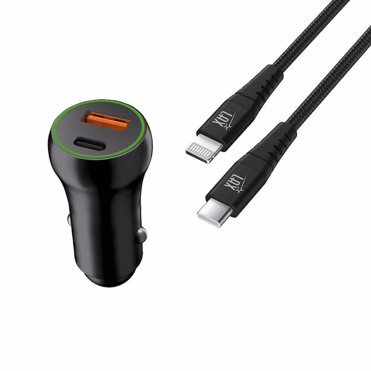 Car Charger USBPD 20W 1 USB-C & 1 USB-A - 6' USB-C to Lightning Cable
