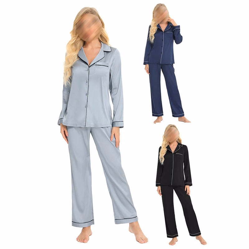 Women'S 2 Pcs Set Pajama Button Down Long Wear