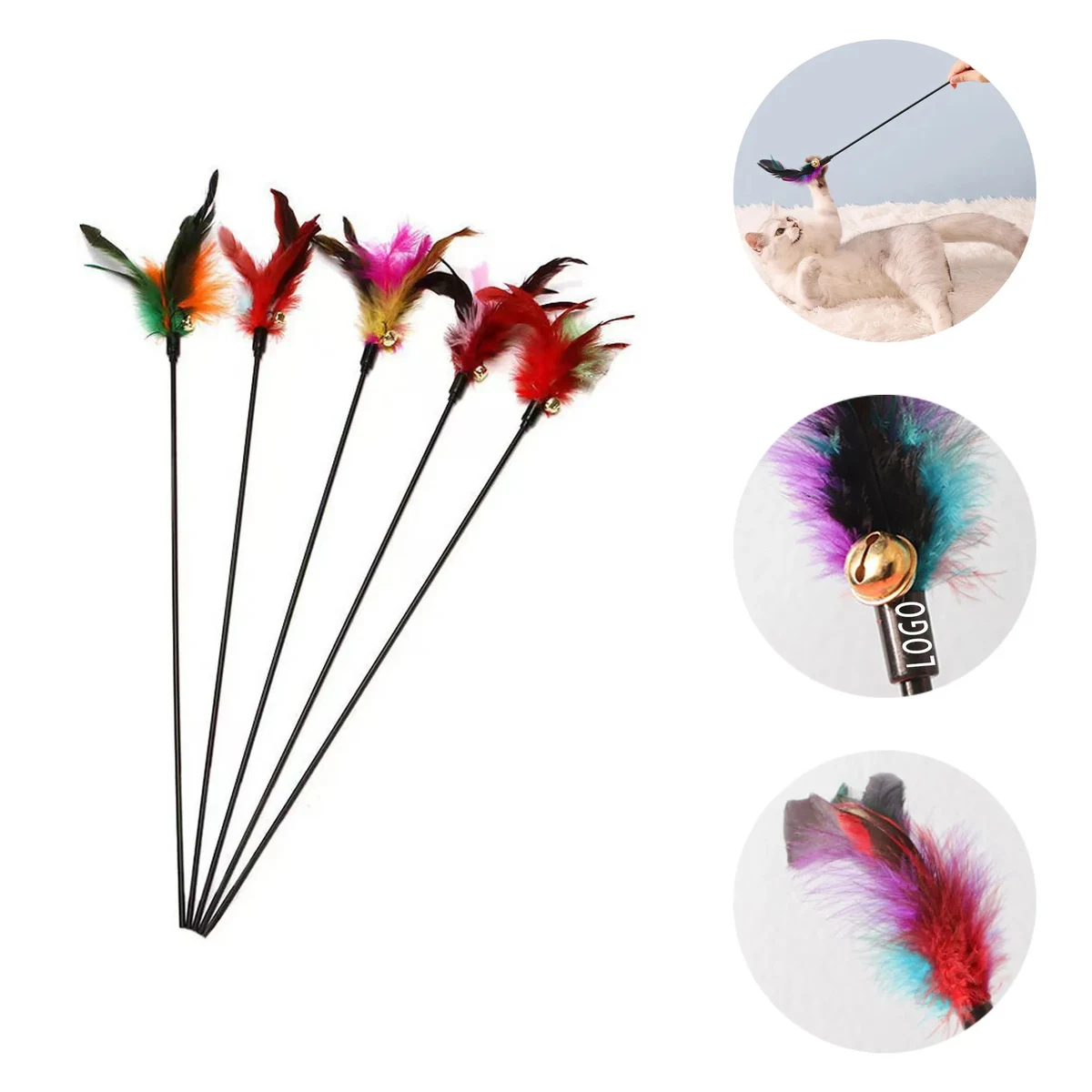 Teasing The Cat Stick With Logo For Pet, Travel, Camping 1