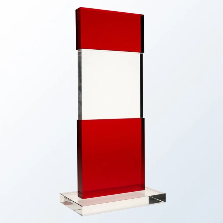 Red Tiered Post Optic Crystal Award - Large 1