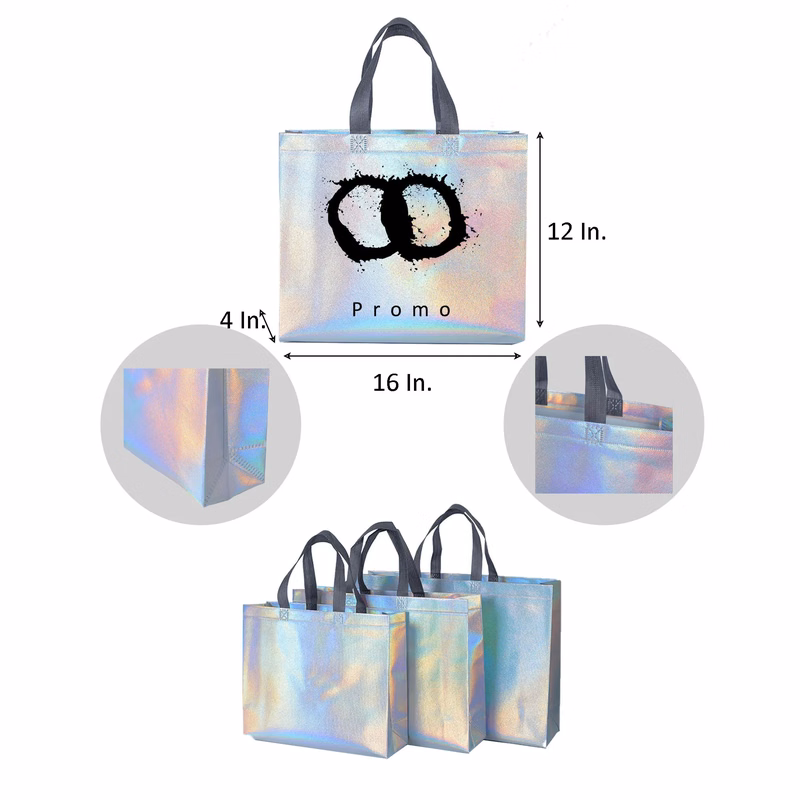 Non-woven Iridescent Holographic Neon Bag 16"L x 12"W x 4"H