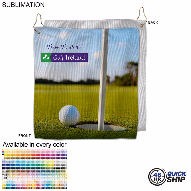 48 Hr Quick Ship - Colored Microfiber Dri-Lite Terry Golf Towel, size 12x12, Nofold, Sublimated