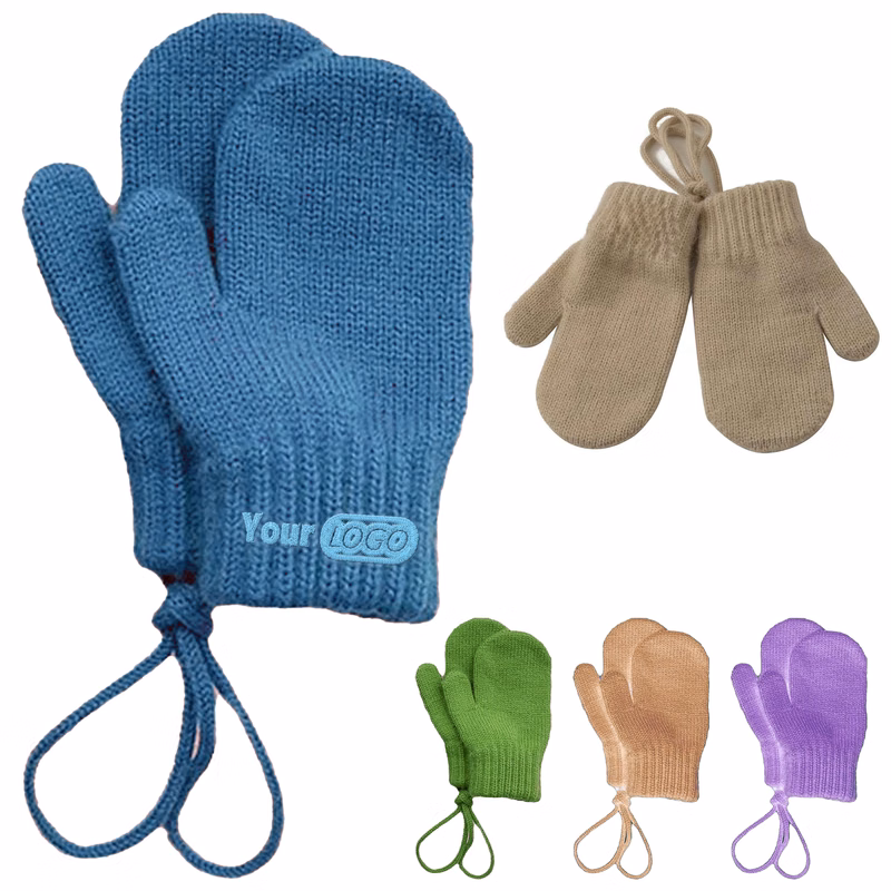 Alpaca Classic Winter Mittens For Kids With Attached Cord