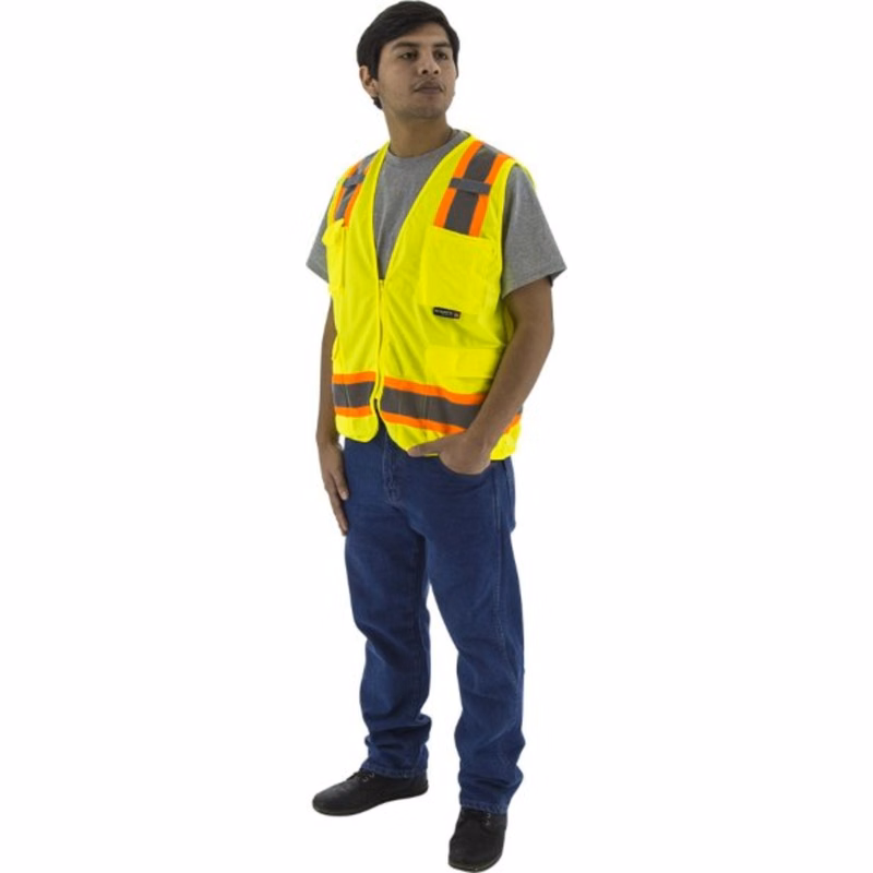 Majestic Hi-Viz Surveyors Vest w DOT Striping, ANSI 2