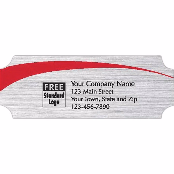Rectangular Label on Brushed Silver with Red Arc