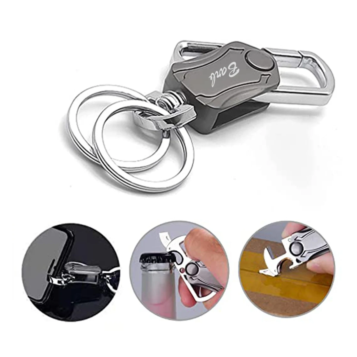 Multifunctional Finger Spinner Metal Double Ring Keychain 1