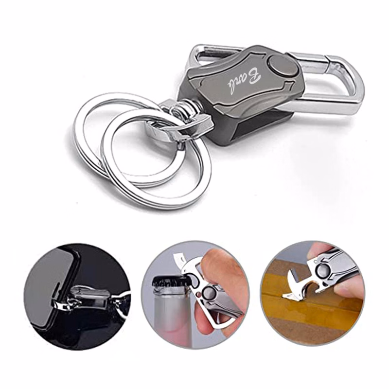 Multifunctional Finger Spinner Metal Double Ring Keychain