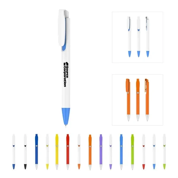 Custom Plastic 5.55-inch Retractable Ballpoint Pen with Pocket Clip — Corporate Writing Pen, custom pen with logo imprint 1