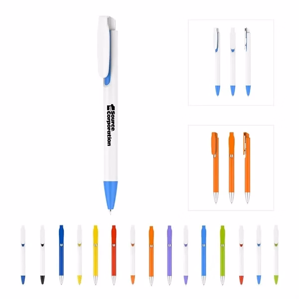 Custom Plastic 5.55-inch Retractable Ballpoint Pen with Pocket Clip — Corporate Writing Pen