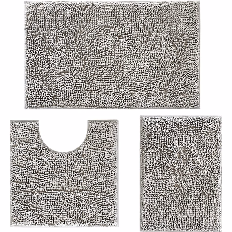 Soft Chenille Bathroom Rugs Sets 3 Piece