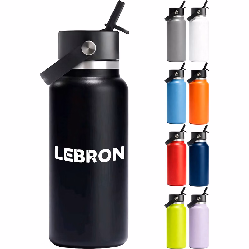 32oz Stainless Steel Water Bottle with Handle and Straw