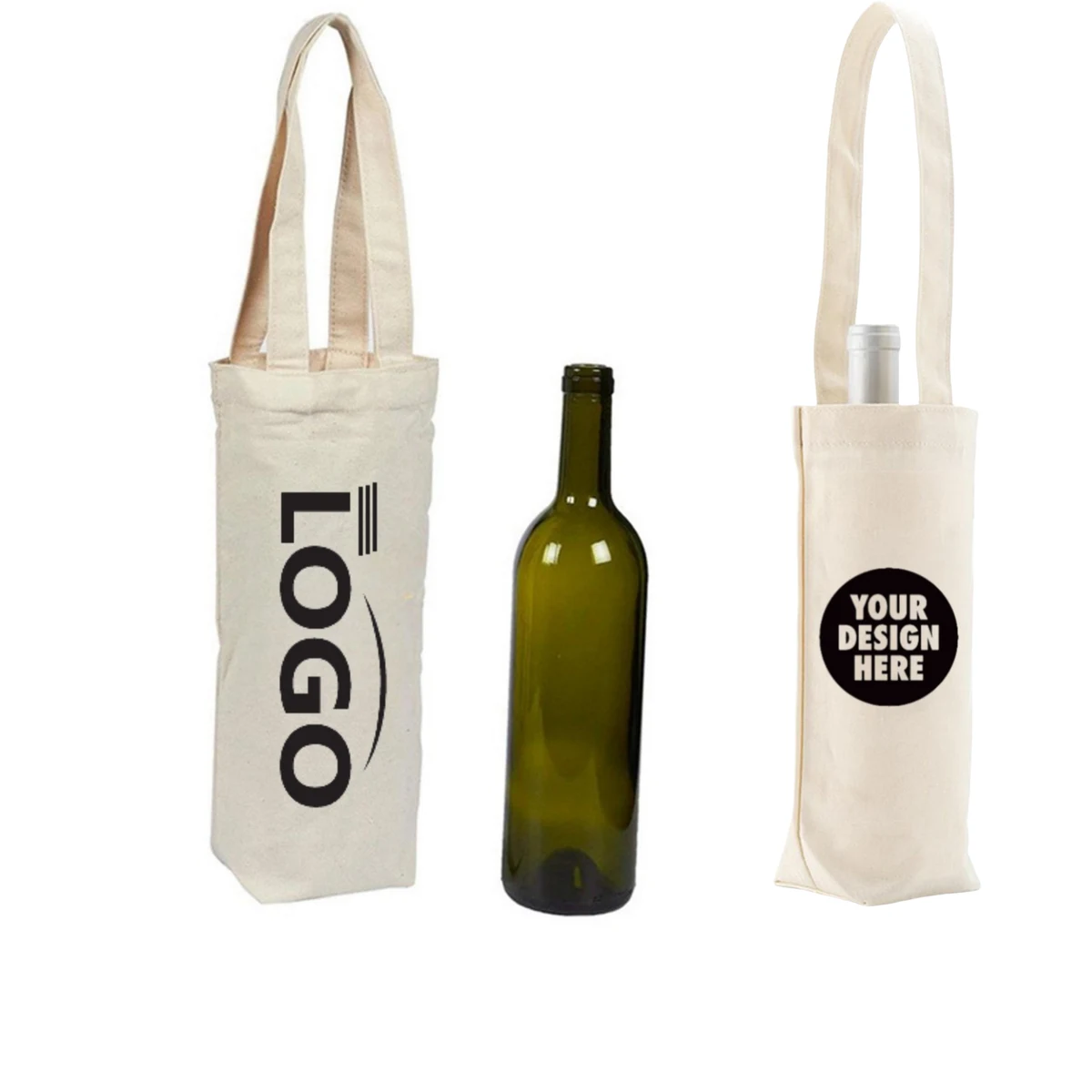 Elegant Sip Canvas Wine Tote, custom tote bag with logo imprint 1