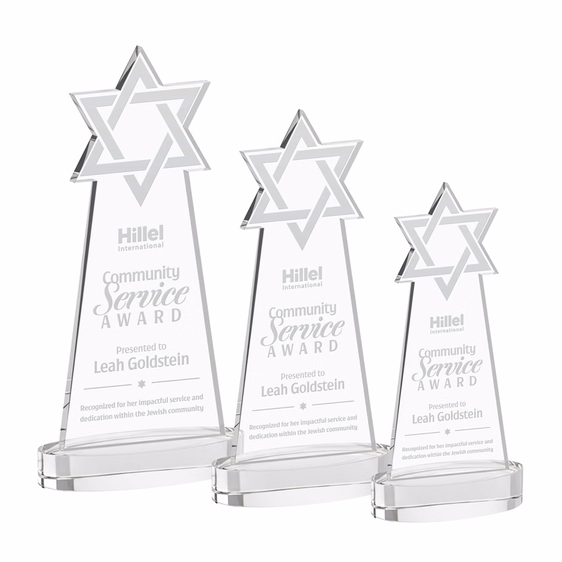 Star of David Award on Alberton Base - Clear