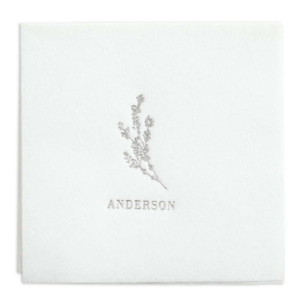 Wispy Floral Premium Beverage Napkin w/uncoined Edge (White) 1