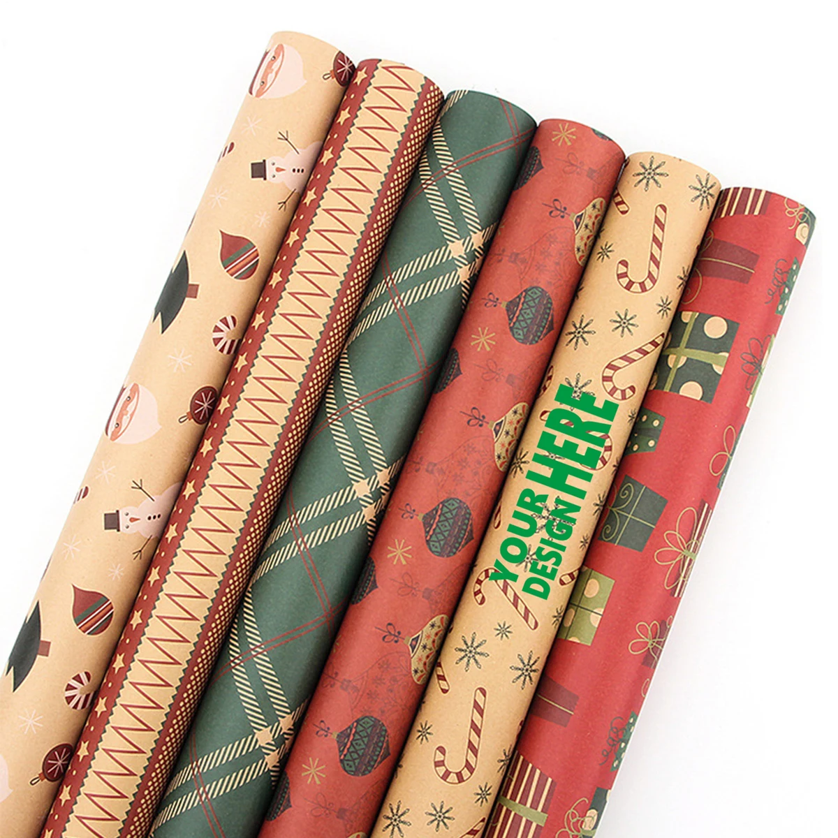 MOQ50 Eco-Friendly Vintage Christmas Kraft Gift Wrap 1