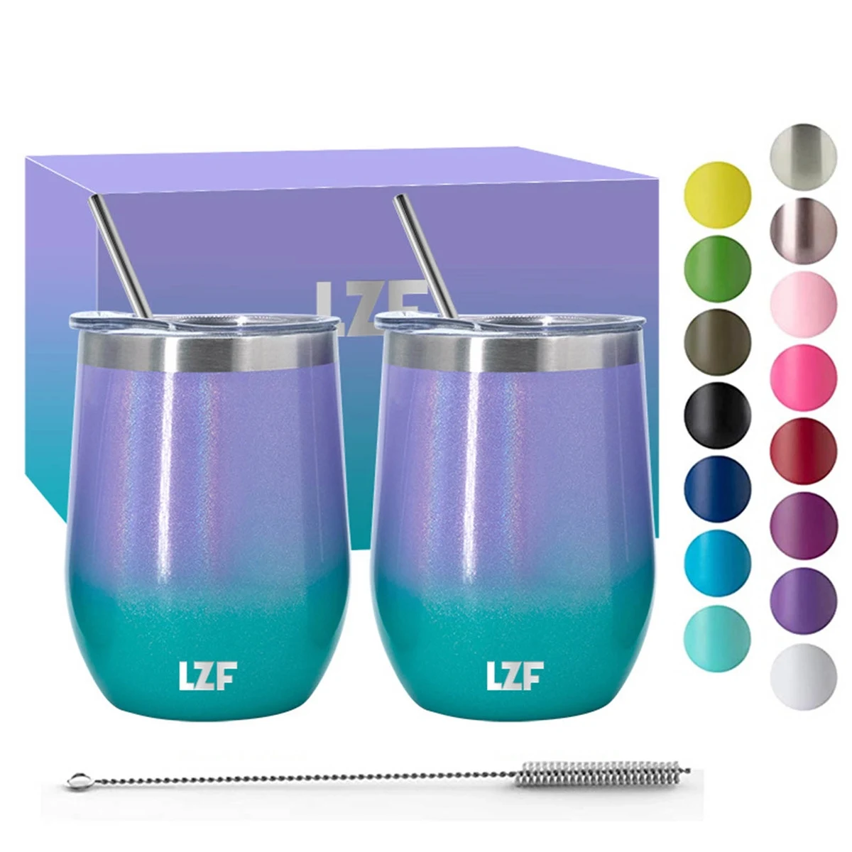 Stainless Steel Wine Tumblers 2 Pack 12 Oz 1