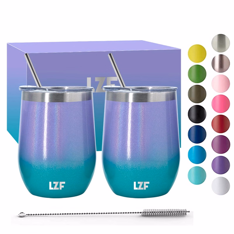 Stainless Steel Wine Tumblers 2 Pack 12 Oz