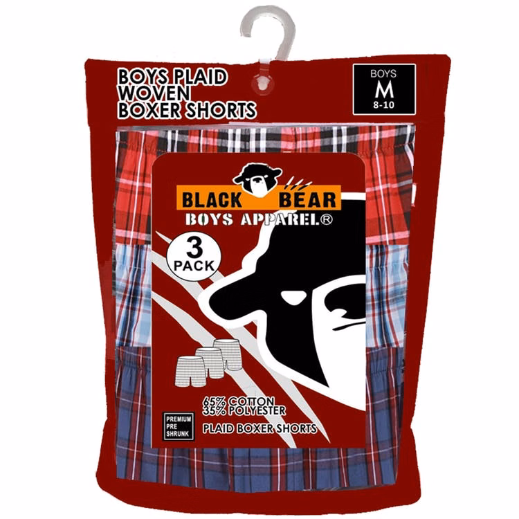 Boys' Plaid Boxer Shorts - Small 3 Pack