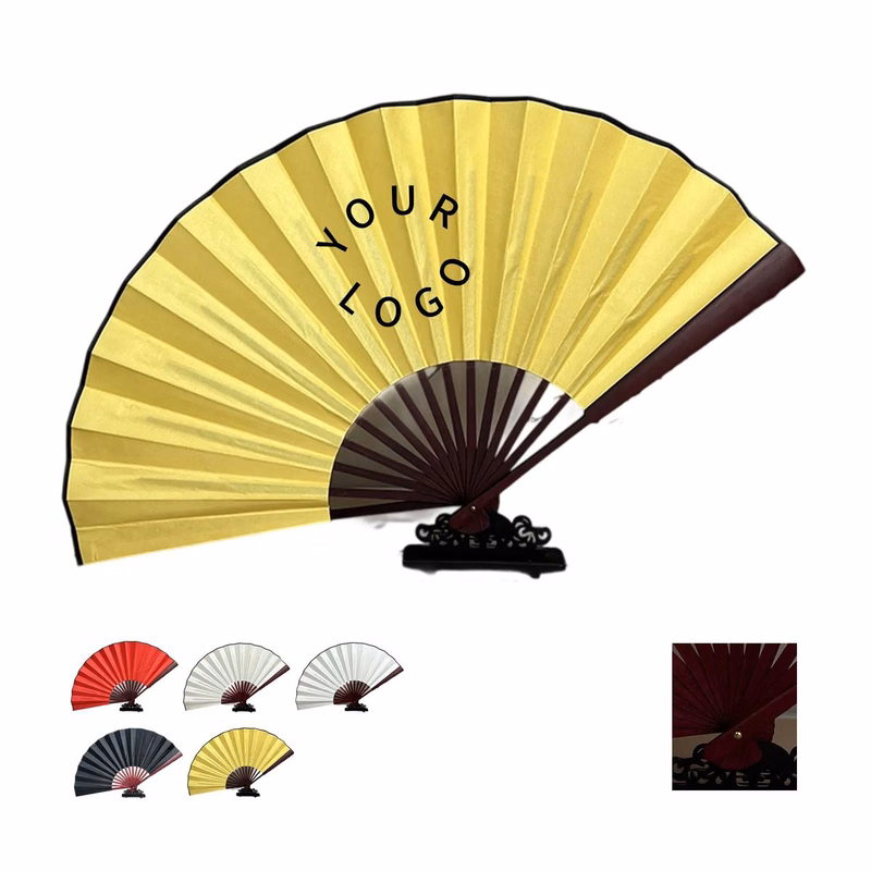 Wooden Frame Cultural Fan with Silk Screen