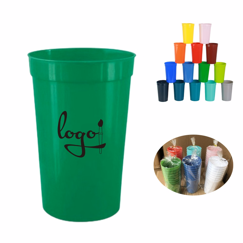 Custom Logo 16 oz Reusable Plastic Stadium Cup