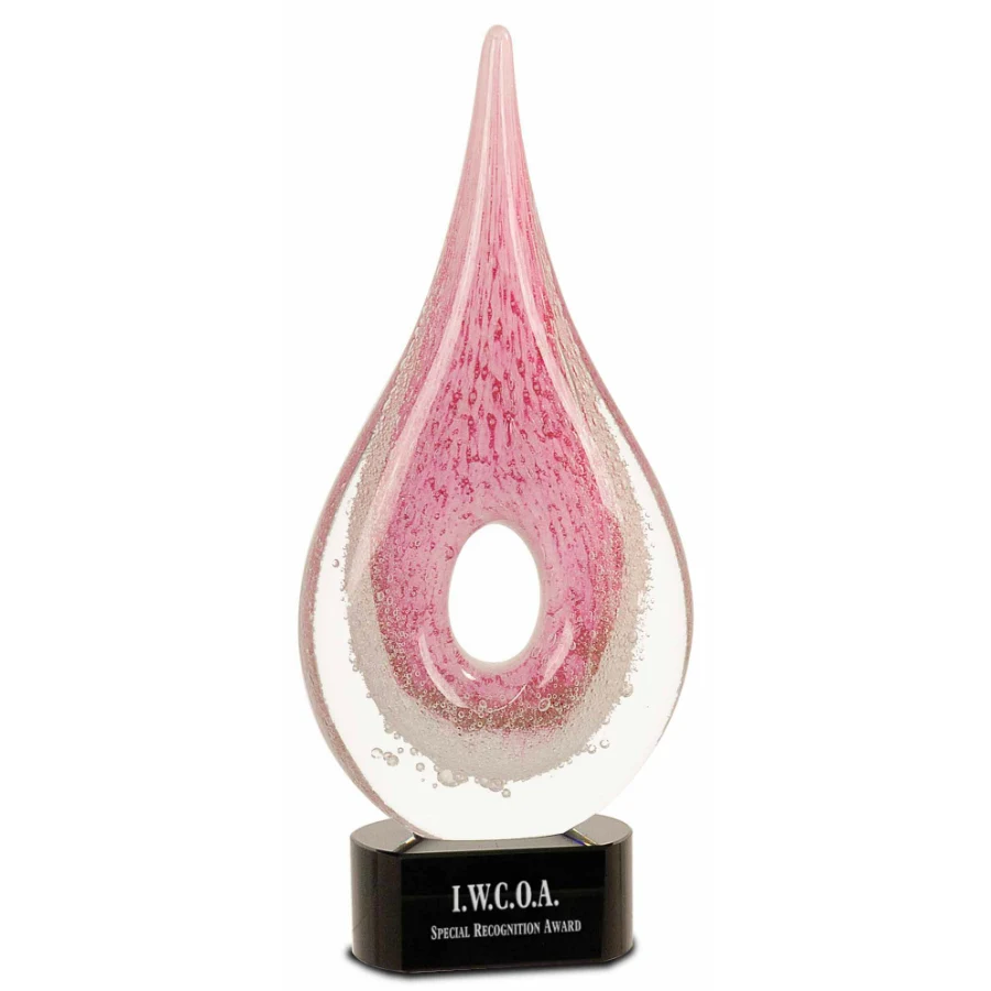 Pink Hole Rain Drop Art Glass 1