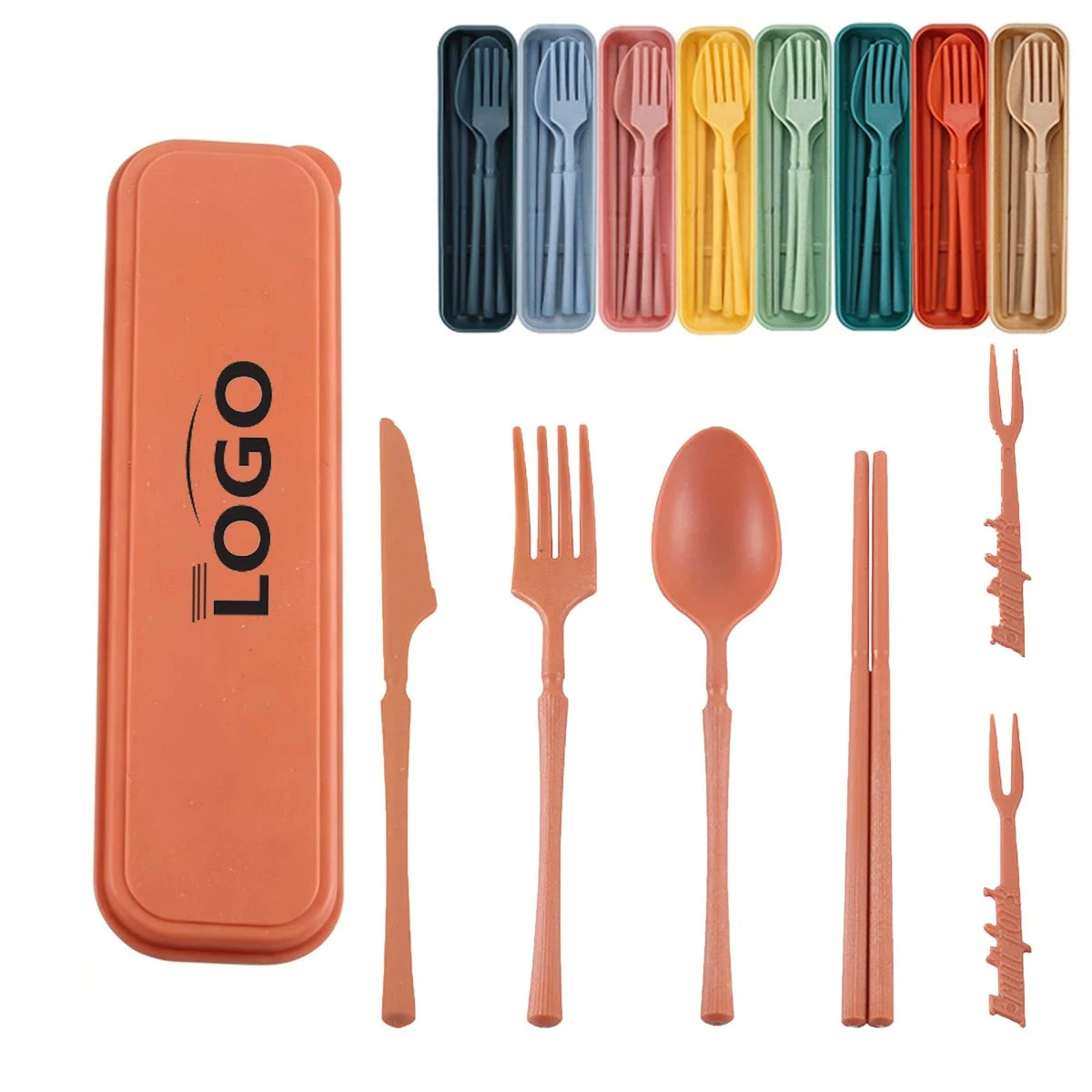 Wheat Straw 7-Piece Portable Cutlery Set for Travel 1