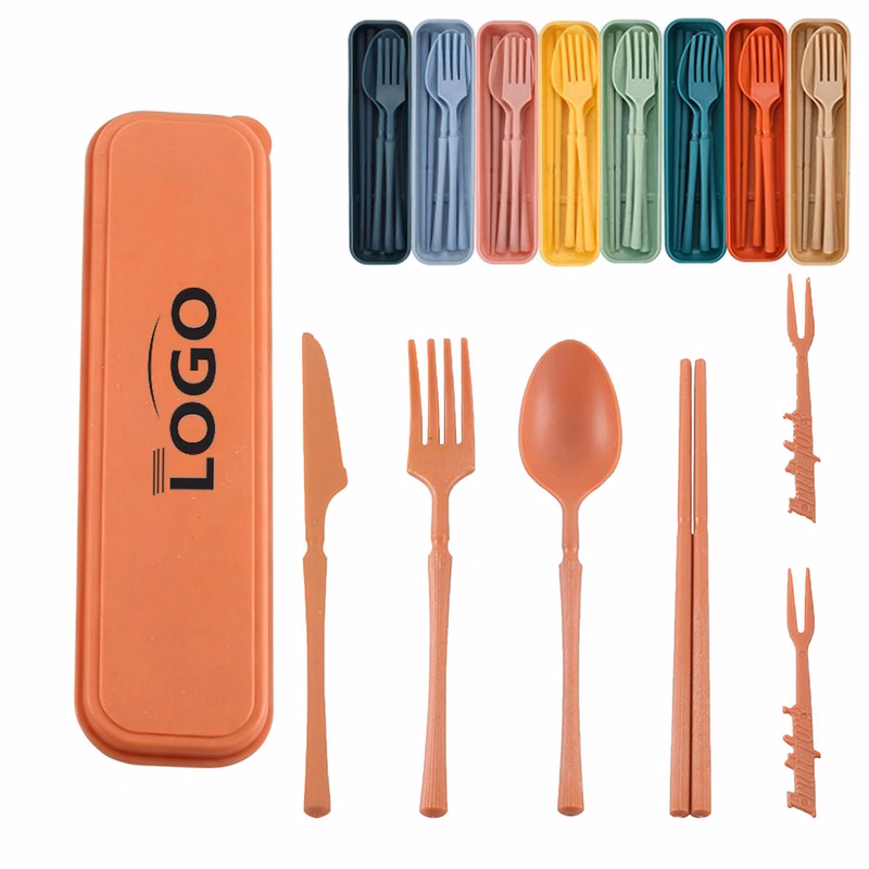 Wheat Straw 7-Piece Portable Cutlery Set for Travel