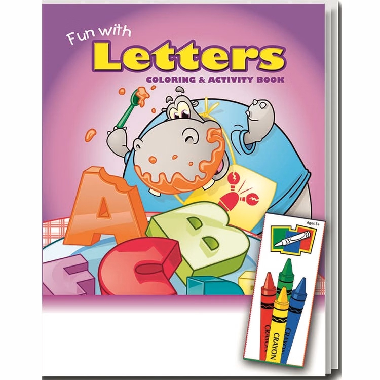 Fun with Letters Coloring Book Sets - 4 Pack Crayons Ages 3-11