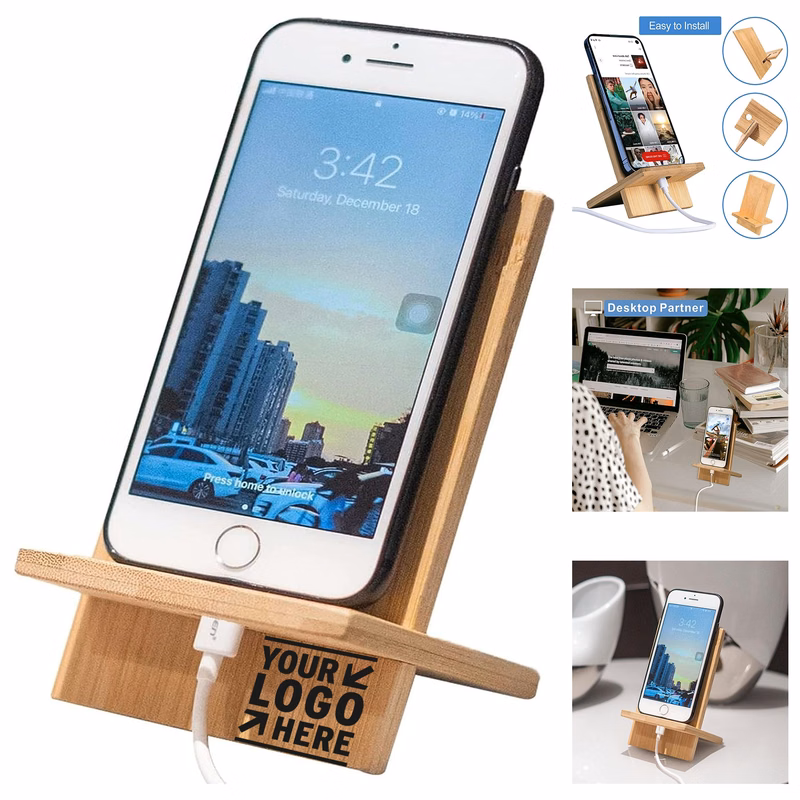 Eco-Friendly Universal Portable Sturdiness Bamboo Cellphone Stand Desktop Holder