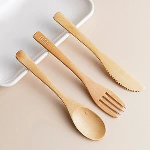3 In 1 Eco Friendly Wooden Flatware Set Fork Knife Spoon 1