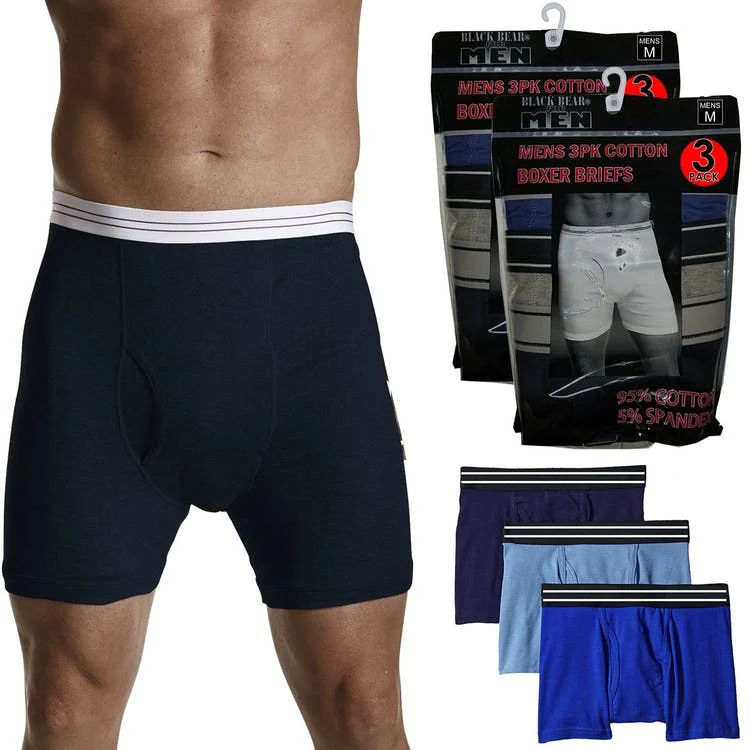 Men's Cotton Knit Boxer Briefs - Assorted Large 3 Pack 1