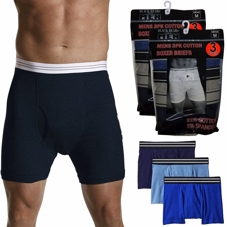 Men's Cotton Knit Boxer Briefs - Assorted Large 3 Pack